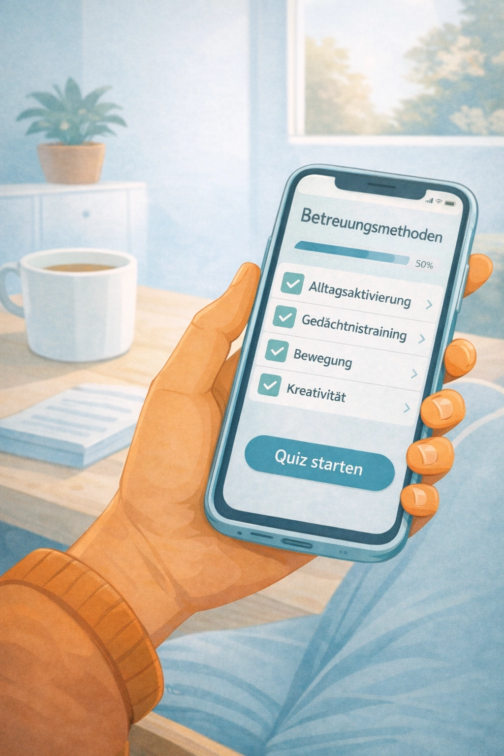 Schematische Darstellung der Schulung am Smartphone